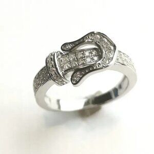 New Sterling silver cz buckle ring size 6